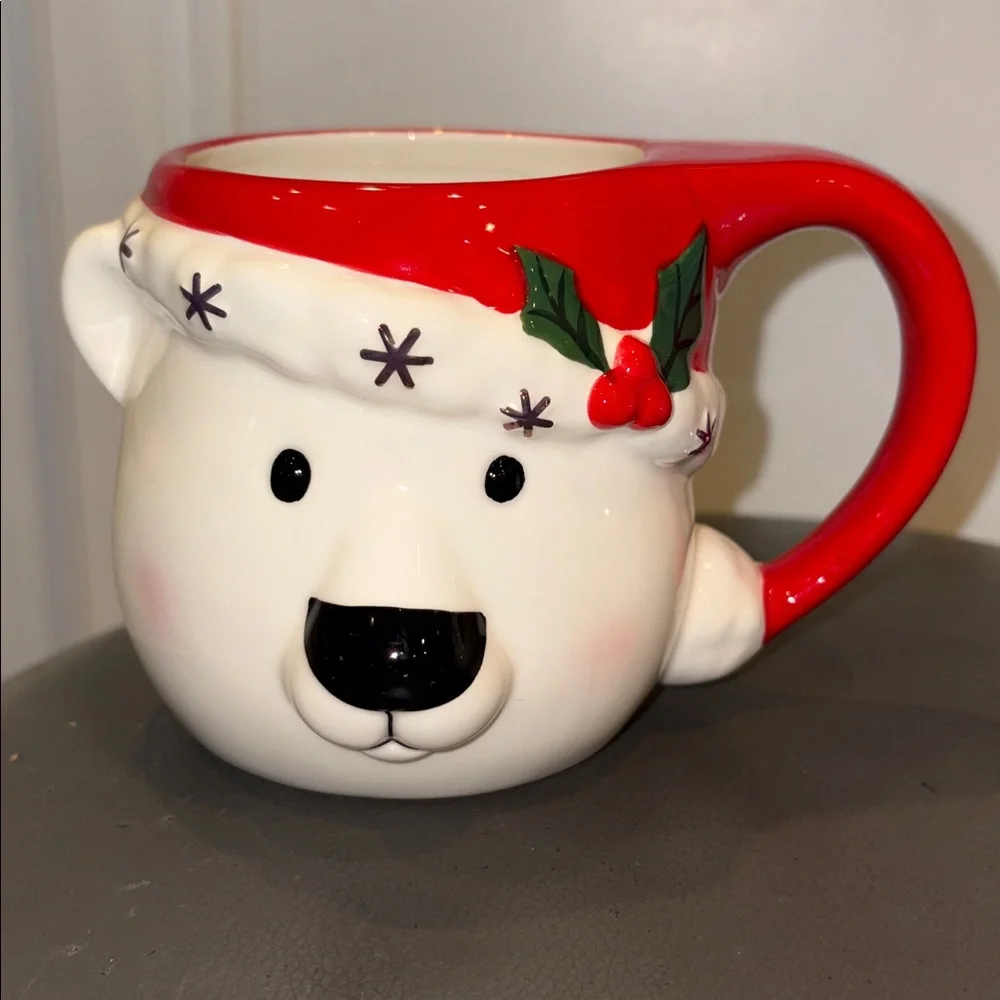 Williams Sonoma Polar Bear Holiday 3-D Mug Duo, Set of 2